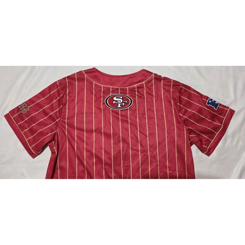 San Francisco 49ers Baseball Jersey Red And Gold Stripes Size Medium NWT